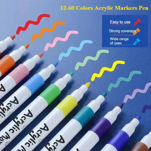 12-60Colors Acrylic Marker Pen Quick Drying PVC Box Multi-Ma