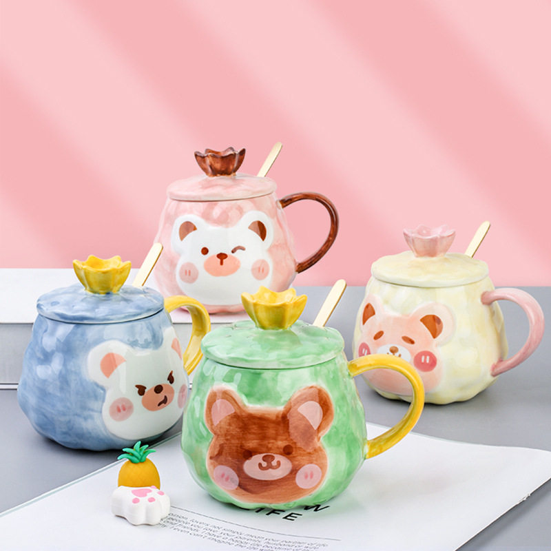 taza kawaii de oso de dibujos animados para ni?os, vaso de c