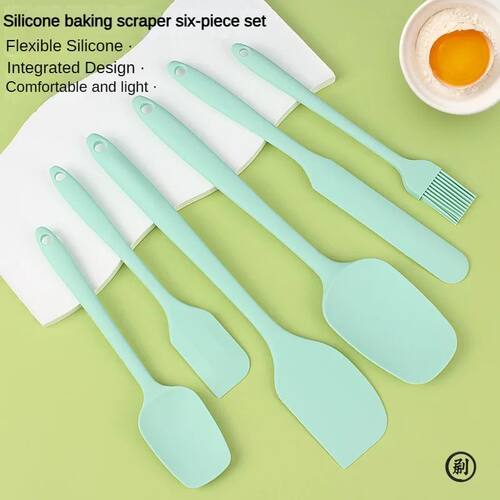 6pc Silicone Spatula set for baking-cake frosting kit with b