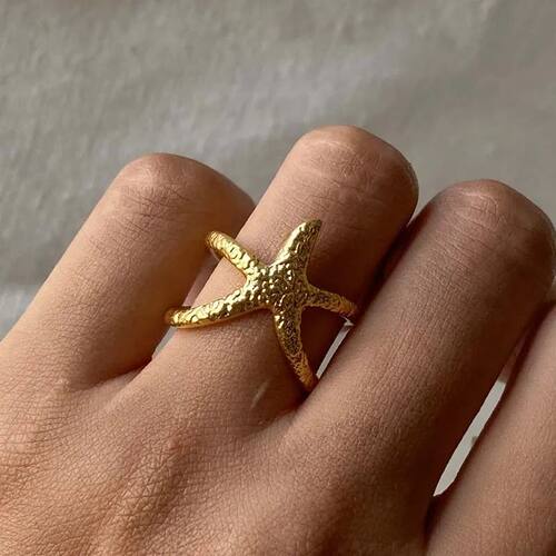 Stainless Steel Starfish Open Rings For Women Men Fashion Go