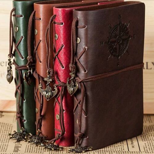 Retro Spiral Notebook Diary Notepad Vintage Pirate Anchors P