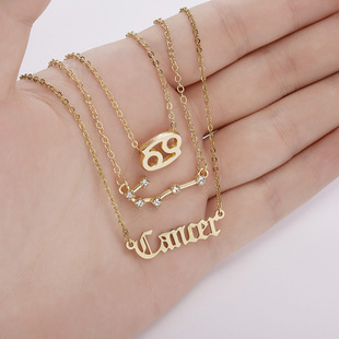 3pcs set Zodiac women necklace Personality new gift couple