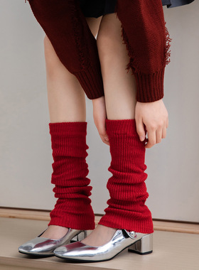 2024新款堆堆袜套针织腿套绿色辣妹潮袜靴套蓝色中筒银丝闪光保暖