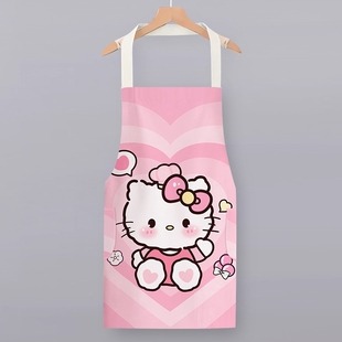 凯蒂猫围裙女士厨房防水防油防脏kt家用卡通粉色可爱Kitty围腰
