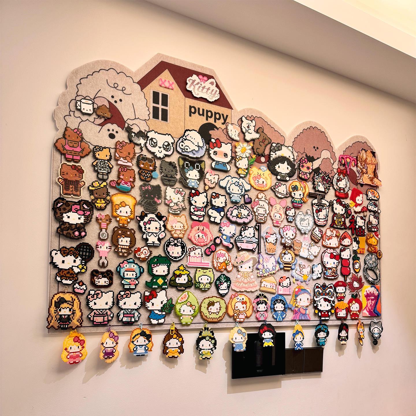 拼豆毛毡板手工diy成品创意背景墙展示框免打孔自粘收纳陈列墙贴