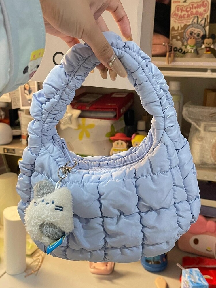 夏季新款韩国迷你云朵包百搭手提包mini褶皱包可爱手挽小包包女