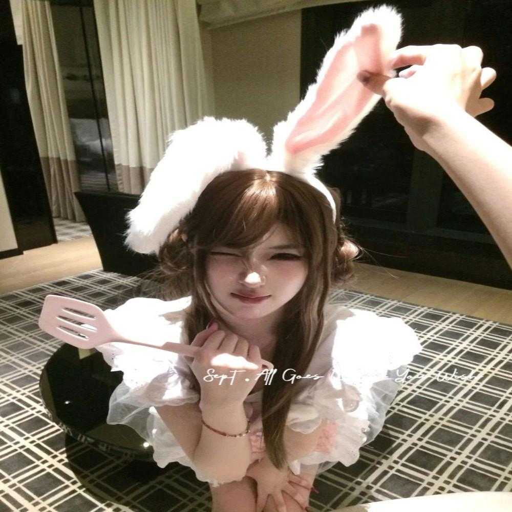 圣诞节兔耳朵发箍女毛绒兔子头箍节日装扮拍照发卡兔子警官头饰