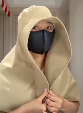 巨好看的女式遮阳防晒帽子面罩护颈一体披肩帽防紫外线骑车吹不翻