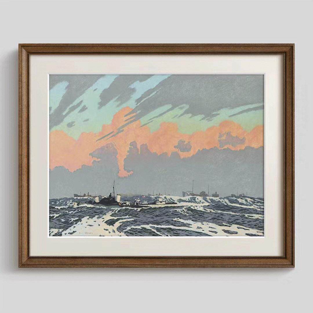 《海景》法式复古艺术客厅装饰画南洋中古风美式餐厅走廊挂画风景