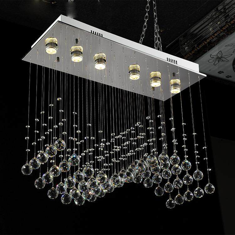 波浪水晶灯现简约餐厅吊灯S形创意吊线灯吧台隔断灯led餐吊灯