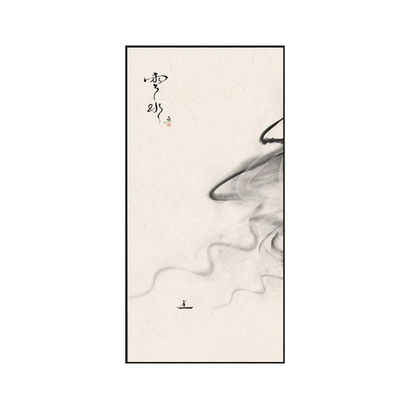 山水禅意水墨画现新中式客厅装饰画入户玄关走廊挂画竖版壁画