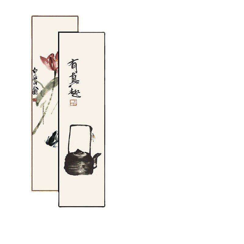 新中式客厅四联画酒店茶室别墅四条屏挂画中式国画花鸟壁画齐白石