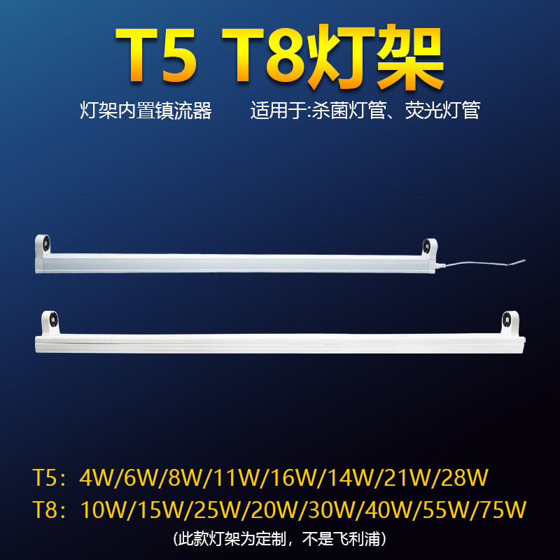 T5T8紫外线灯架4W6W8W30W36W55W75W荧光灯不锈钢底座电感电子支架