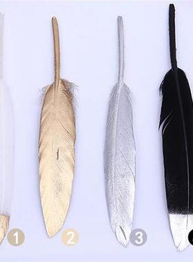 50pcs/bag Gold Plated Feathers 5-7inches for Christmas