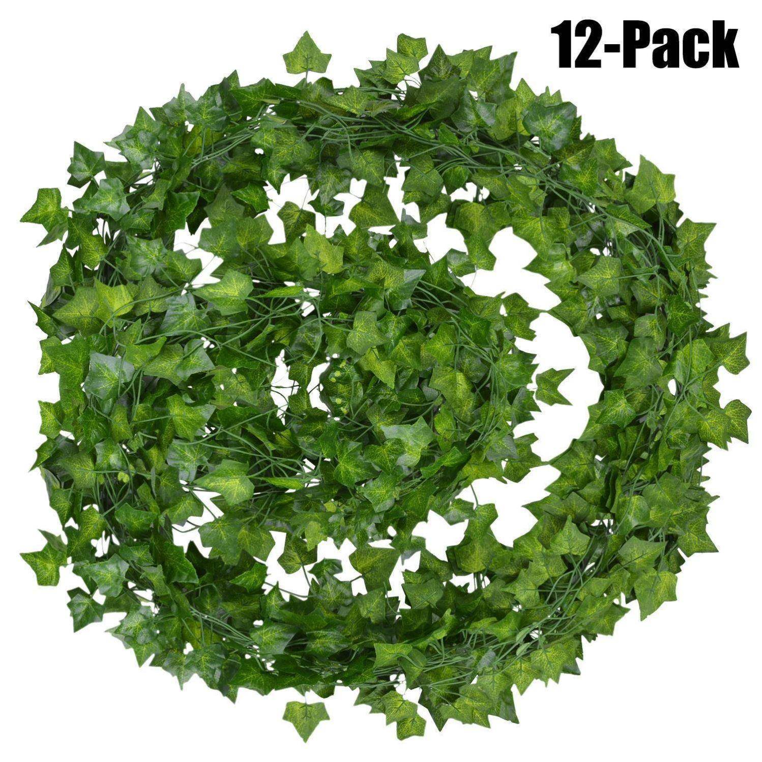 12pcs 2M Ivy green Fake Leaves Garland Plant Vine Foliage