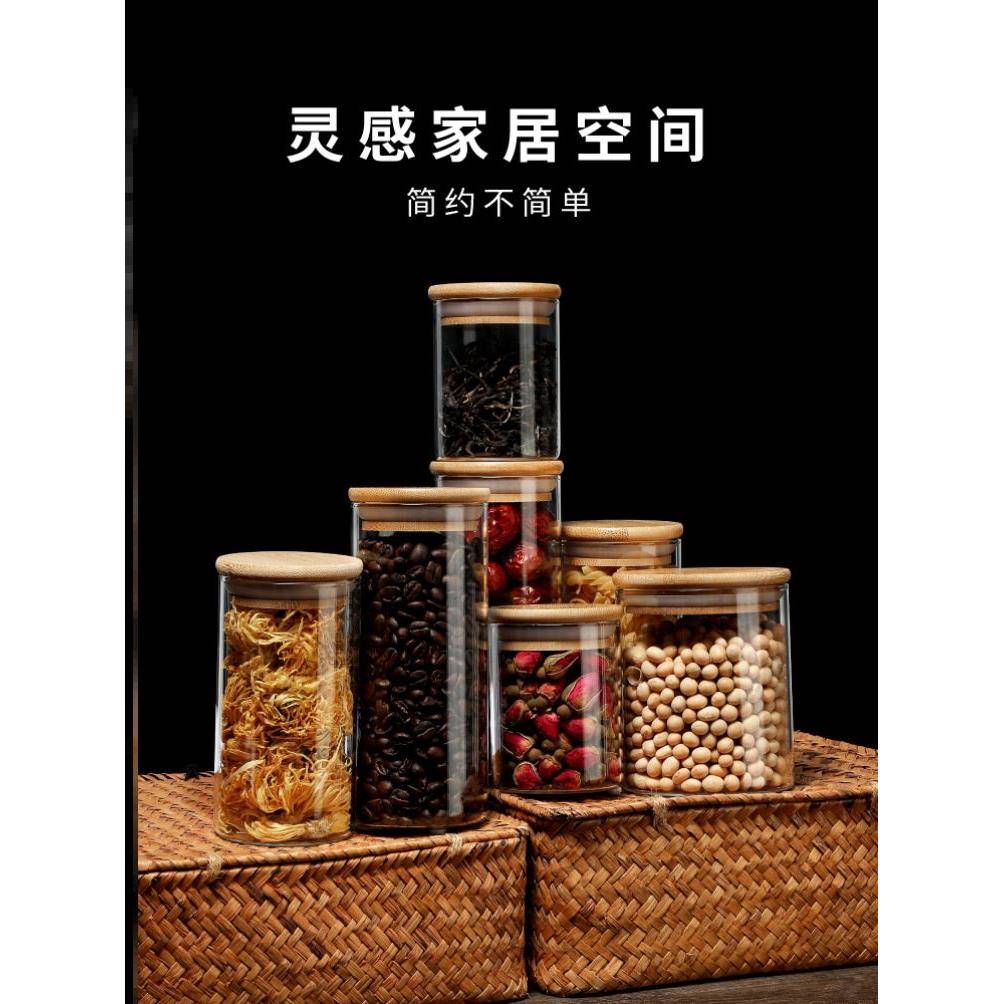 Glass bottle with lid retractable jar, tea jar, storage jar,