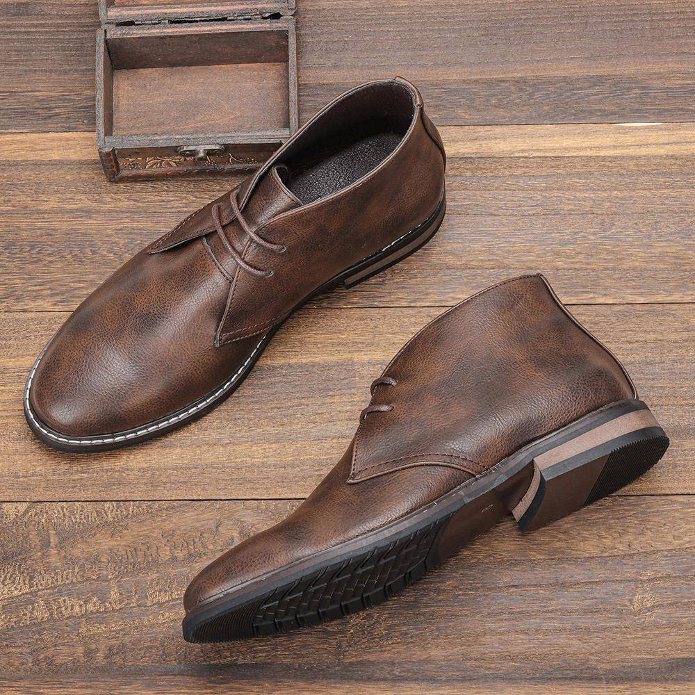 men chelsea boots fashion leather shoes 男士复古切尔西PU皮靴