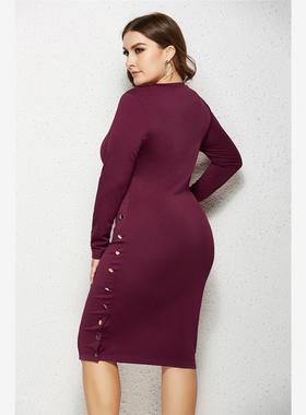 fat women dresses autumn winter plus size over knee dress