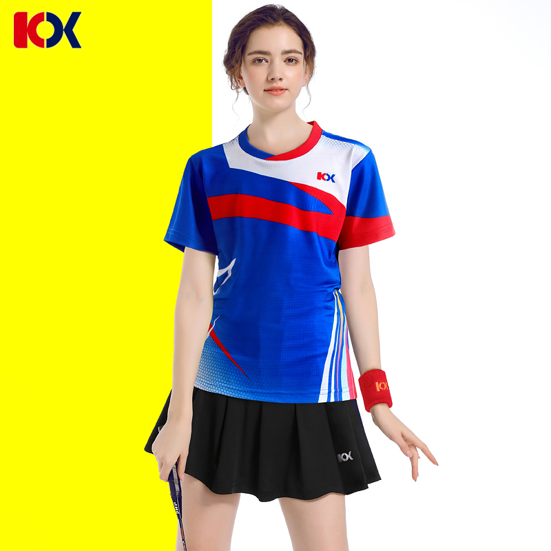 专业羽毛球服女套装运动速干短袖T恤女成人乒乓球服网球服百褶裙