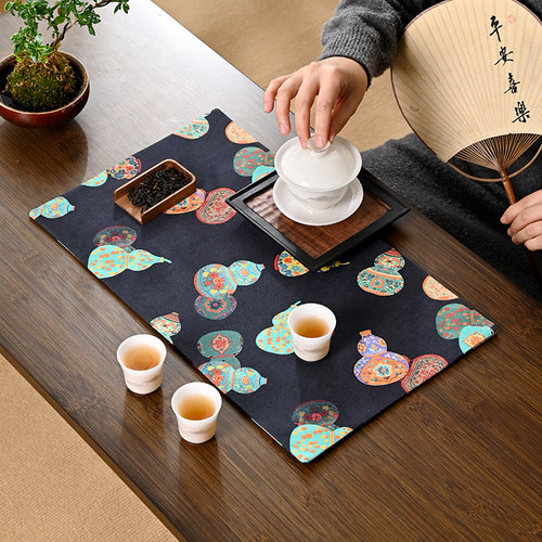 中式复古茶席布艺印花茶桌垫