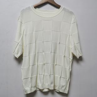 2025夏季 系列撤柜女装 时尚 百搭宽松华夫格短袖 女A058 针织衫 艺