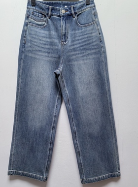 言去标2025冬季新款去标女时尚百搭显瘦牛仔裤拉绒九分长裤P258