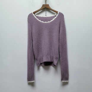 针织衫 百搭休闲宽松圆领长袖 毛衣上衣P450 去标女士时尚 春秋新款