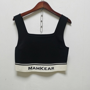 弹力无袖 2026年春夏装 针织背心上衣 修身 休闲运动方领短款 新款 女装