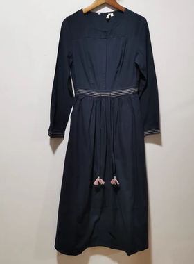 艺家的冬装品牌去标女士2023秋冬新款收腰款绣花棉料连衣裙K4L60