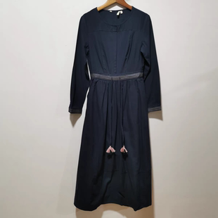 收腰款 品牌去标女士2023秋冬新款 绣花棉料连衣裙K4L60 冬装 艺家