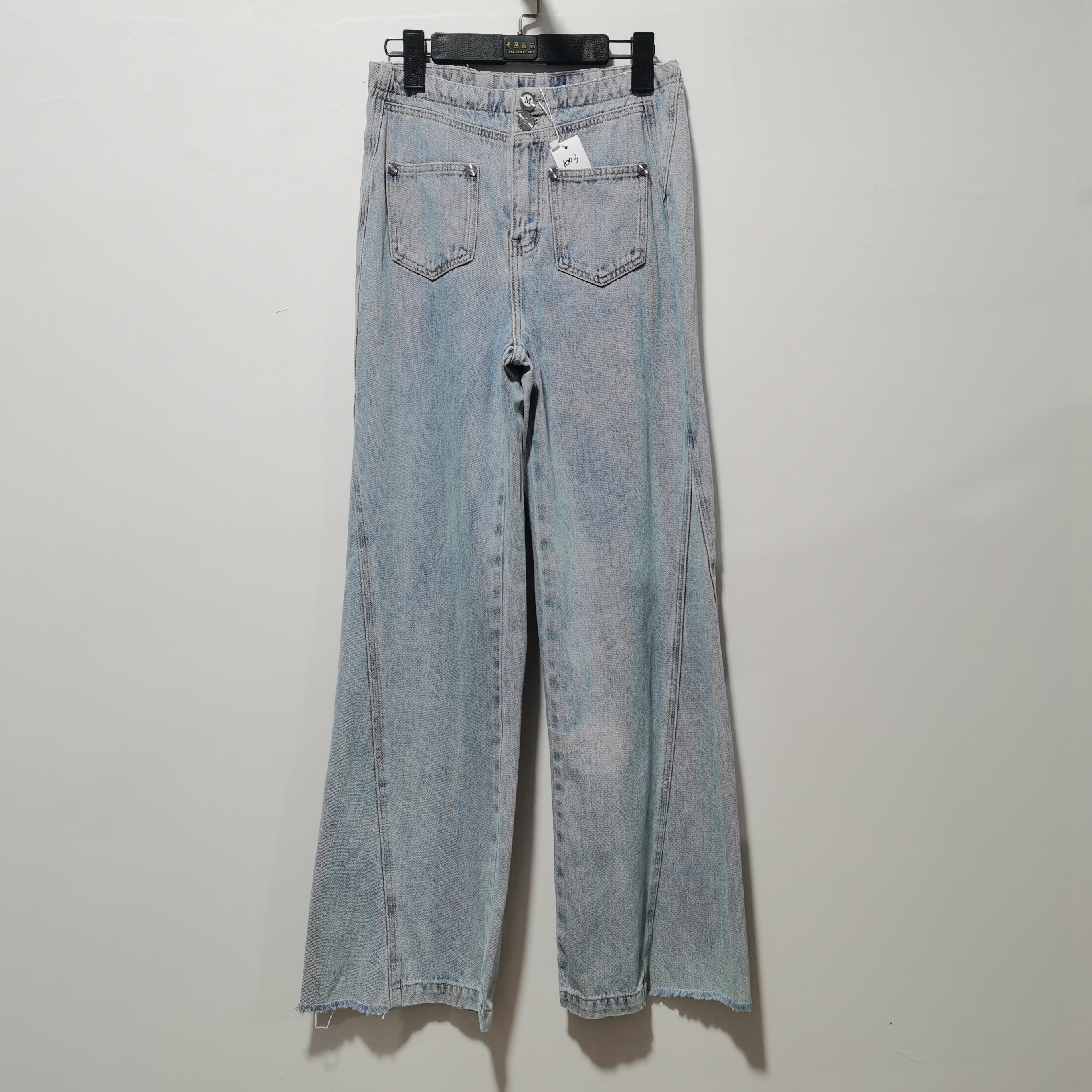 关晓彤同款b系列2024春季水洗棉质阔腿牛仔裤111002长裤1003瑕疵