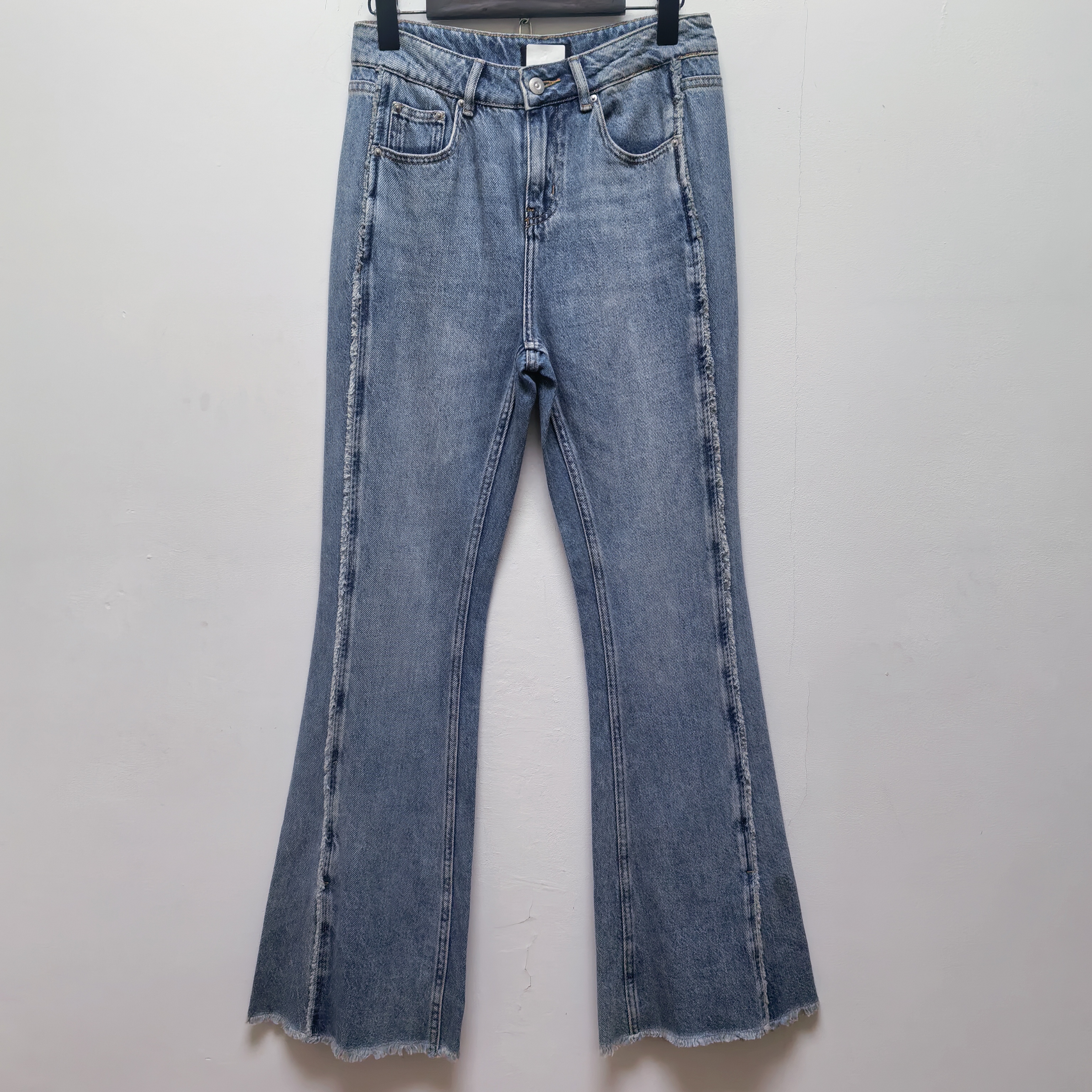 2025春秋新款女装休闲下脚芥烂喇牛仔裤P043