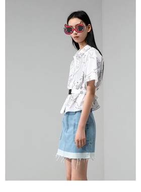 B去标春夏女夏季休闲时尚100全棉短裙牛仔半身裙BDM1BD637反季清