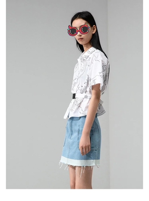 B去标春夏女夏季休闲时尚100全棉短裙牛仔半身裙BDM1BD637反季清