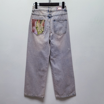 西班牙D去标春秋新款时尚百搭显瘦直筒牛仔裤女合身阔腿长裤子D12