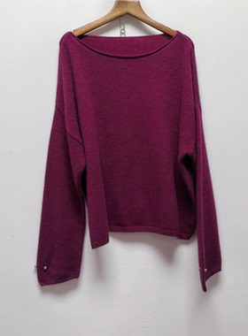 2025秋冬羊毛圆领套头针织衫长袖显白紫色软糯打底毛衣女上衣M513