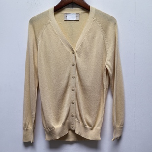 2026春秋新款去标复古V领针织开衫真丝亚麻宽松显瘦毛衣外套P634