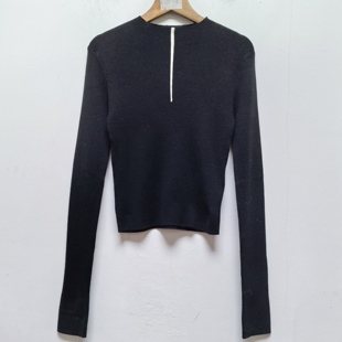 去标撤柜含33%绵羊毛简约条纹针织圆领毛衣秋新打底4065上衣I575