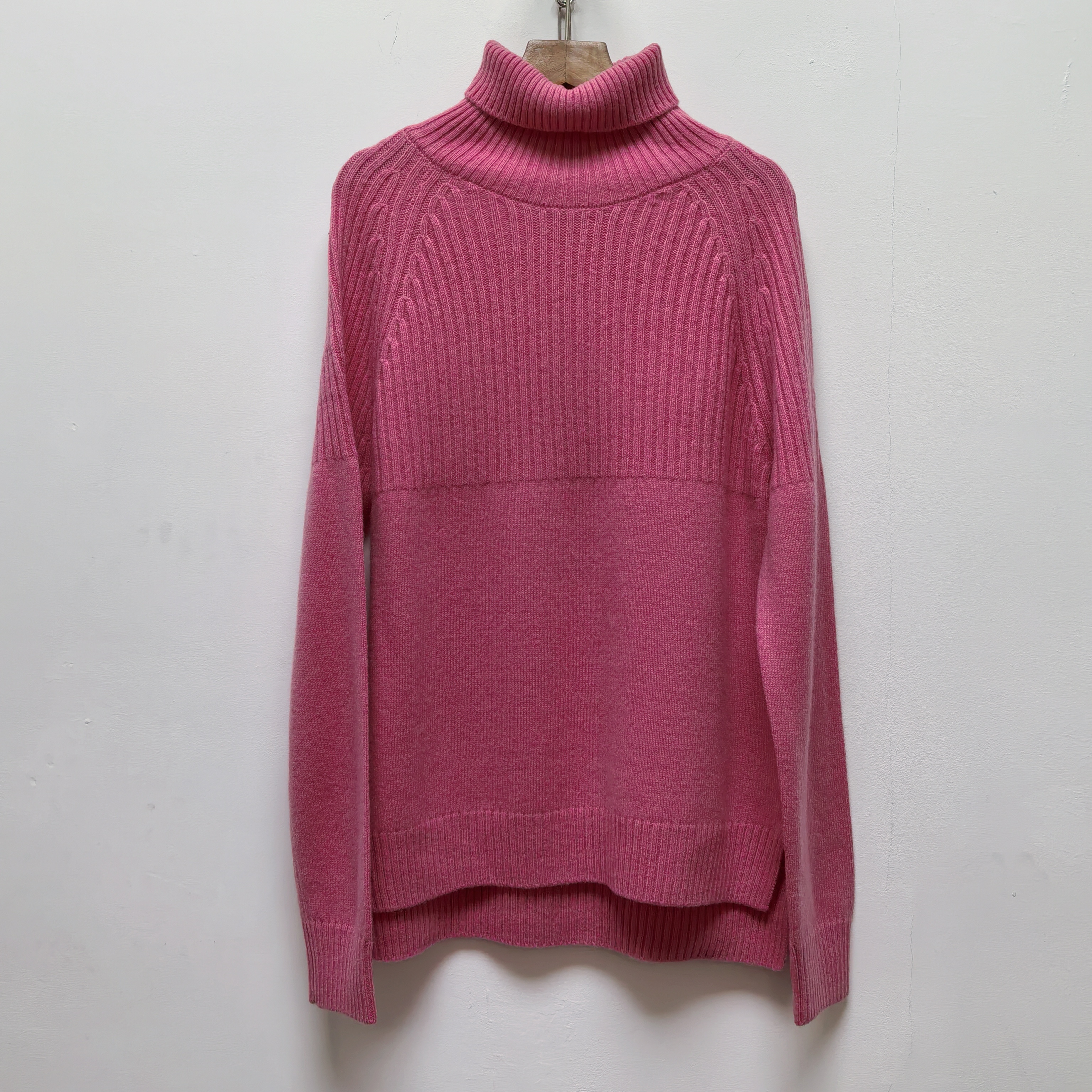 2025秋冬新款高领套头针织衫长袖休闲百搭软糯打底玫红色毛衣M435