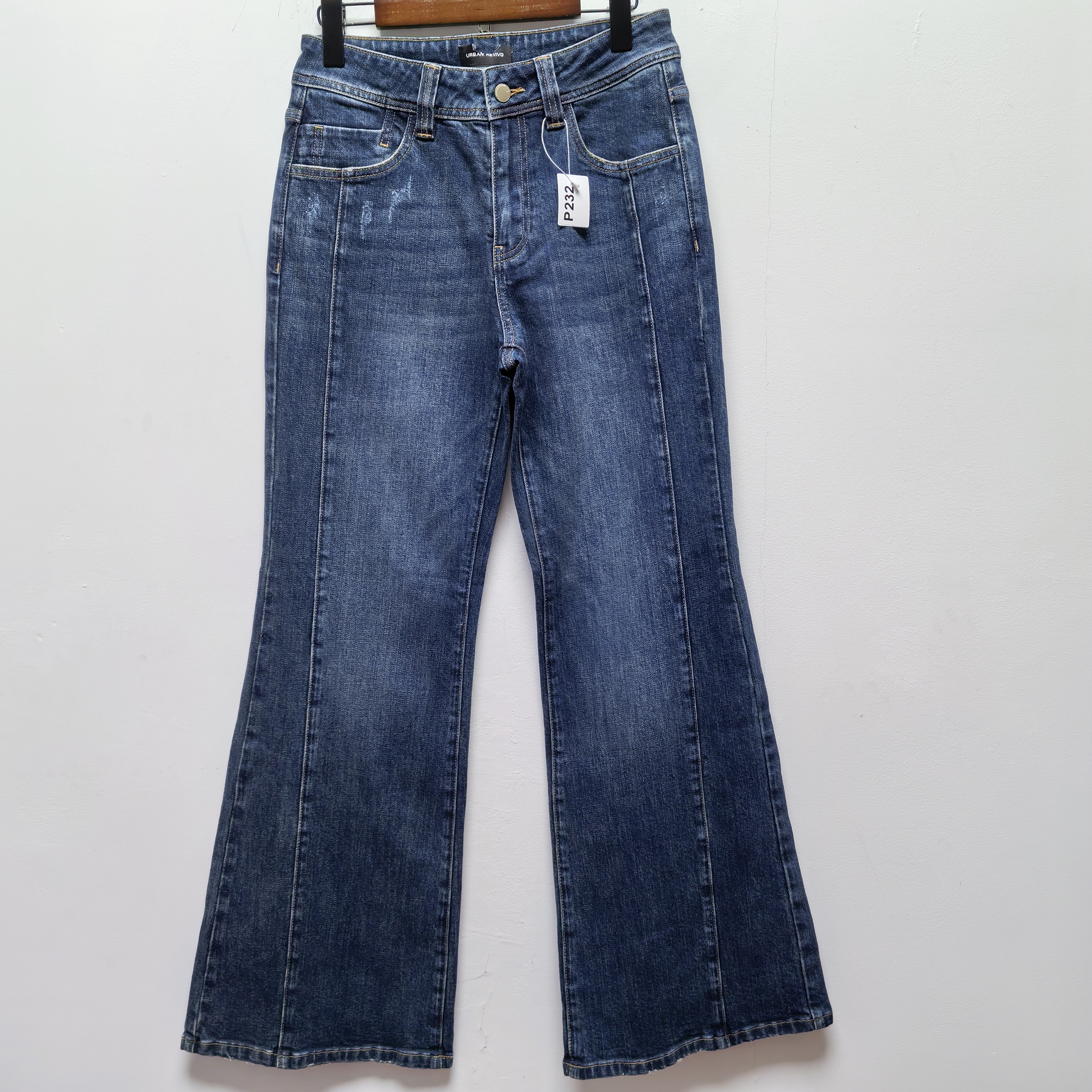 2025春季新款去标女装时尚百搭高腰显瘦微喇牛仔裤女长裤P232