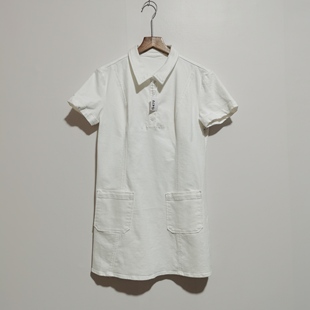 设计师样板去标2025夏季 牛仔裙女中长裙G470 百搭翻领侧边拉链短袖