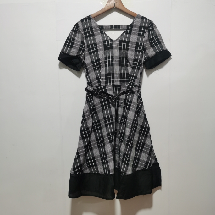 艺去标yu撤柜夏款新款女装淑女纯棉短袖中长款连衣裙L088福利款