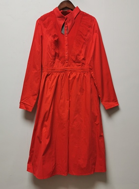 【艺】系列去标撤柜女装春秋季气质翻领长袖100棉连衣裙女4L22