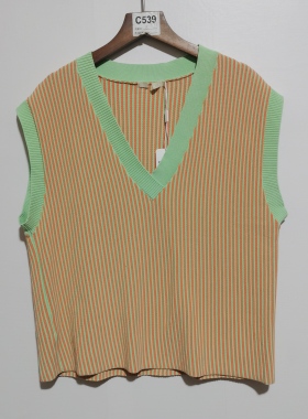 B家的2025夏季时尚百搭显瘦V领针织背心女上衣4013