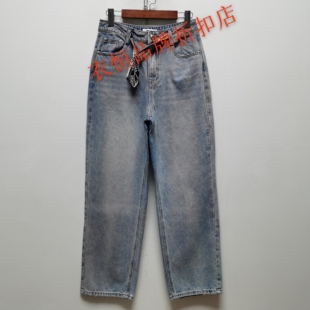 百搭棉质女裤 DK去标撤柜春秋款 时尚 腰带显瘦牛仔裤 070 休闲老爹裤