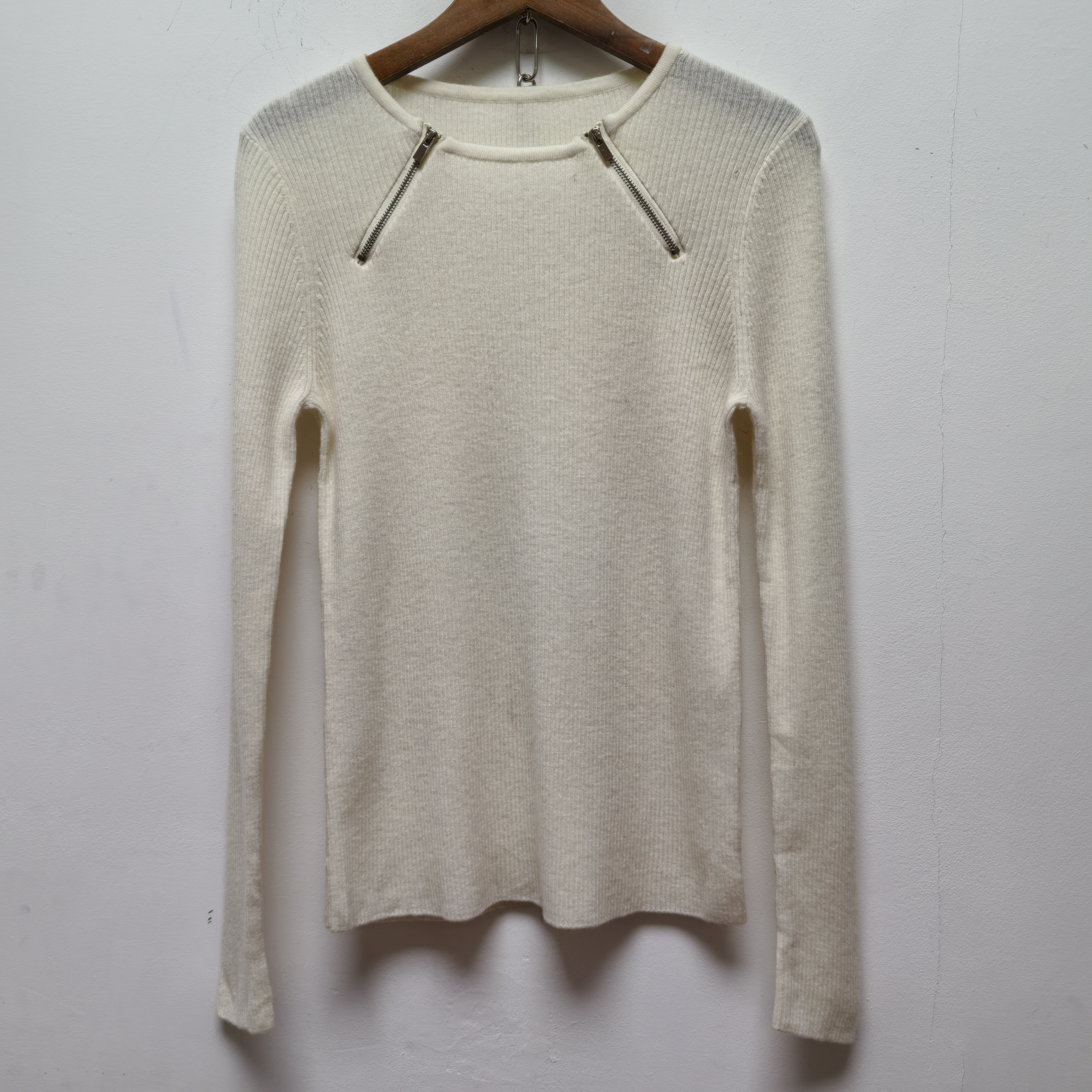 2025春季新款去标女装时尚百搭圆领拉链袖针织衫修身显瘦上衣P173