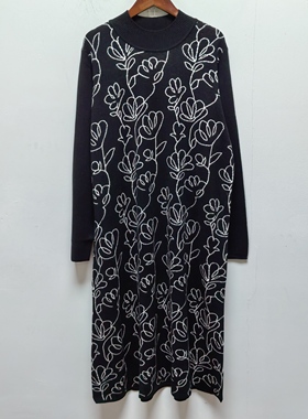 2025秋冬新款去标针织连衣裙女中长款宽松显瘦毛衣裙子女装P781