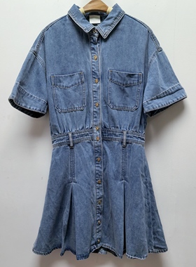 2025春夏新款蓝色牛仔短袖连体裤女宽松显瘦百搭连衣裙牛仔裤L697