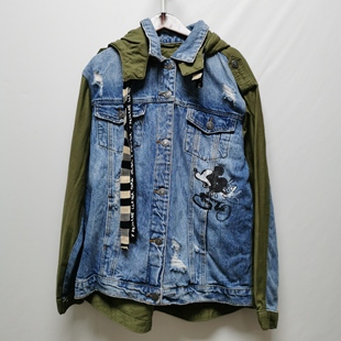 西班牙D系列撤柜女装 卡通米老鼠图案牛仔外套女EW49 2025春秋时尚