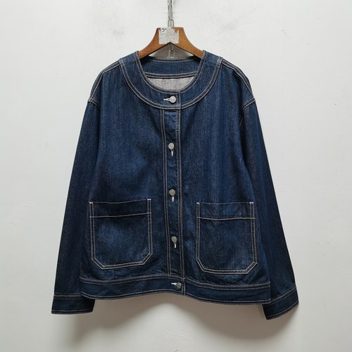 2去标版衣026春秋新品韩版女时尚圆领大口袋宽松百搭牛仔外套R751